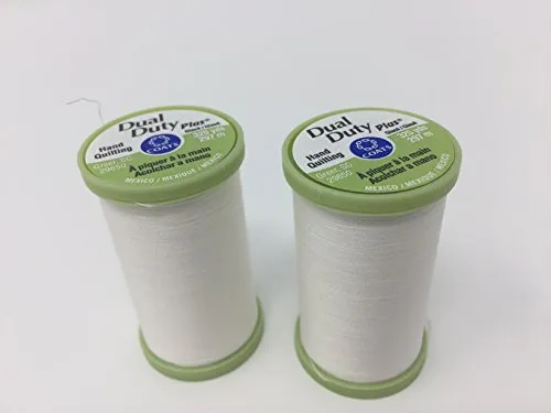 (2 Pack) Coats Dual Duty Plus WHITE Hand Quilting Thread Strong all purpose with glace (glazed)