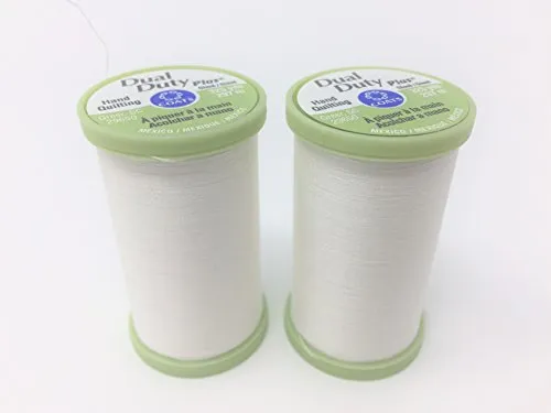(2 Pack) Coats Dual Duty Plus WHITE Hand Quilting Thread Strong all purpose with glace (glazed)
