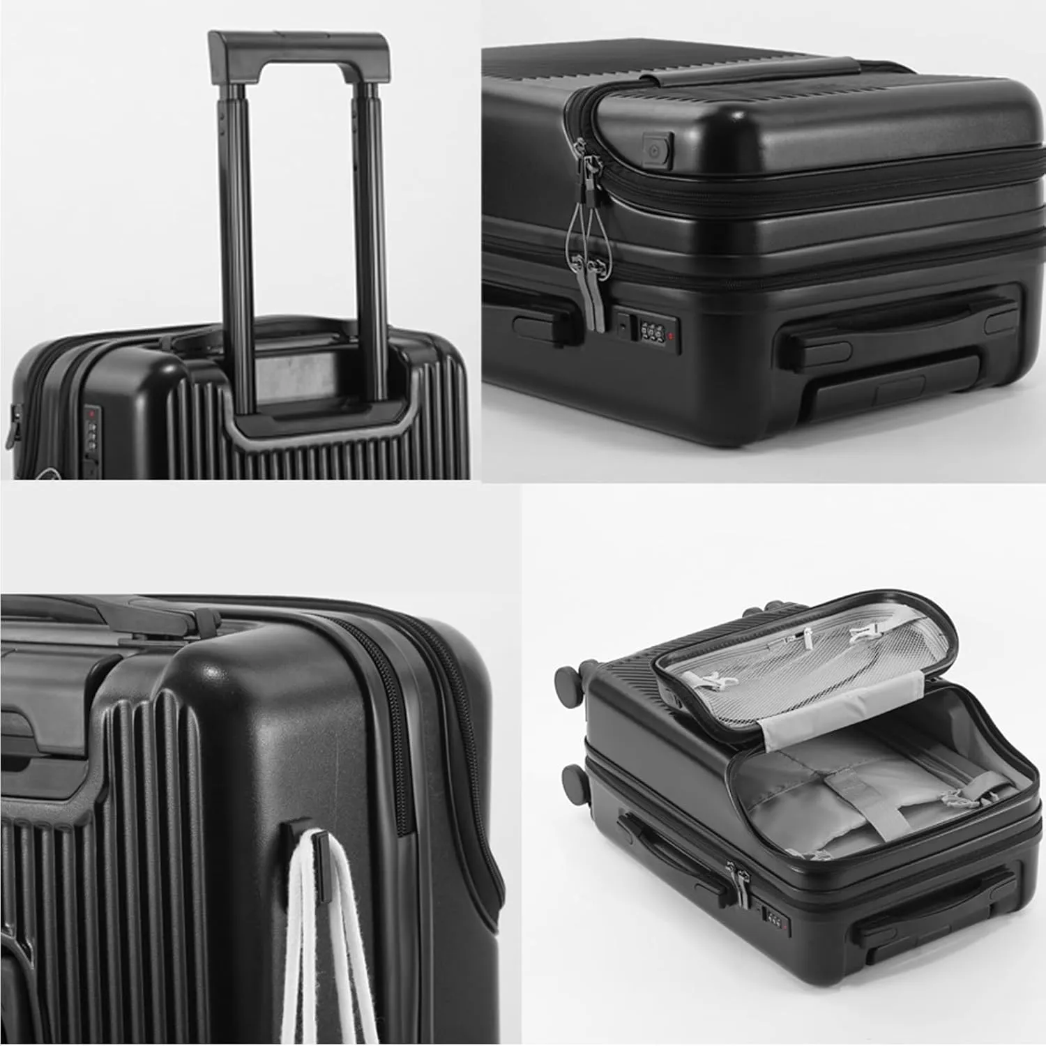22 inch Checked Luggage PC ABS Suitcase Luggage with Spinner Wheels Adjustable Multi-function Large Capacity with Telescopic Handle (red, 24 inch)