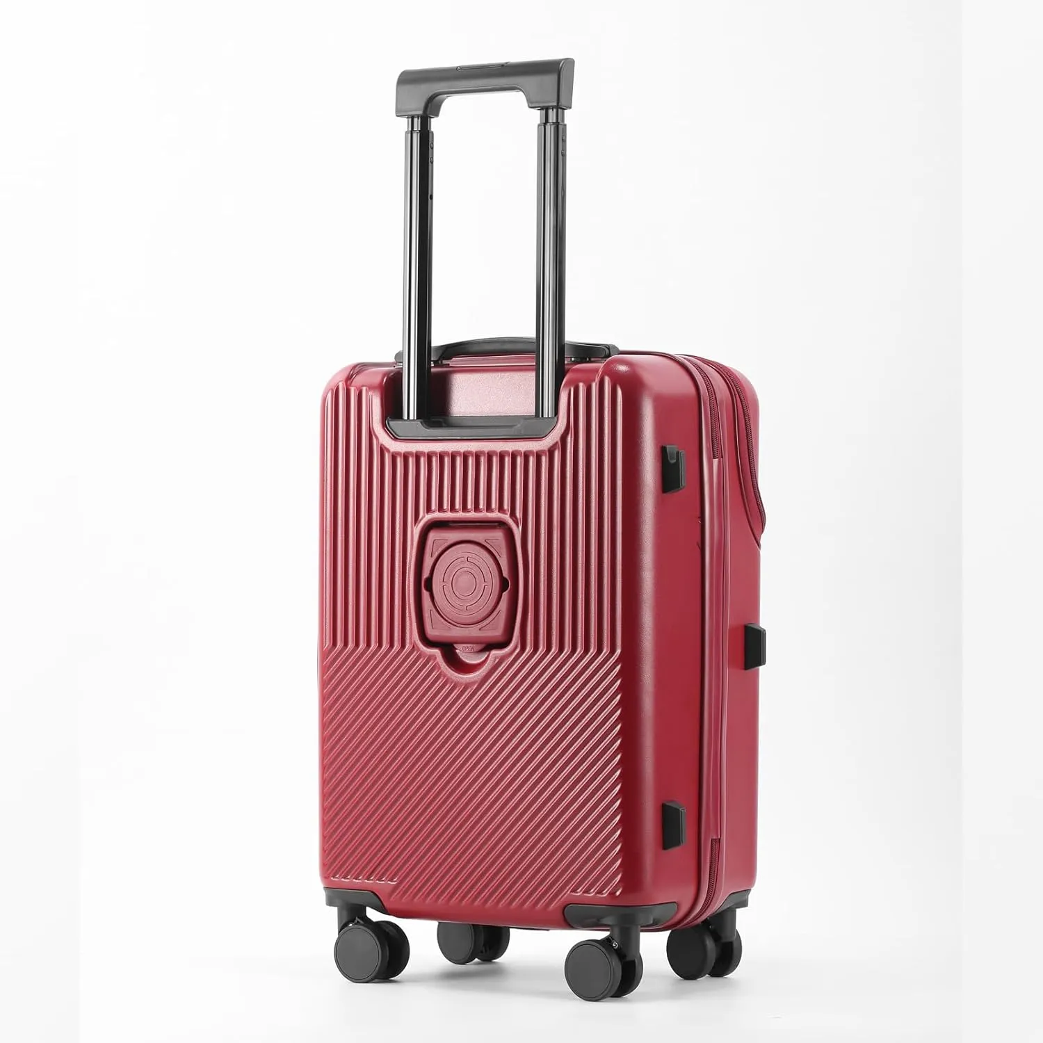 22 inch Checked Luggage PC ABS Suitcase Luggage with Spinner Wheels Adjustable Multi-function Large Capacity with Telescopic Handle (red, 24 inch)