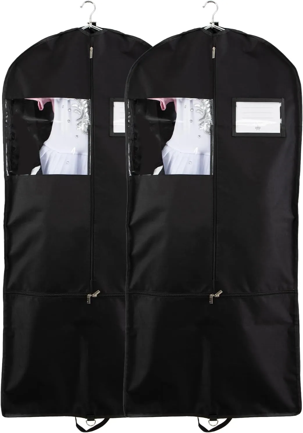 52-Inch Garment Bag for Travel & Storage Suit and Dress Carrier with 2 Pockets and Carry Handles Garment Covers Bags Perfect for Business Trips, Vacations, and Wedding (Black-2 Packs)