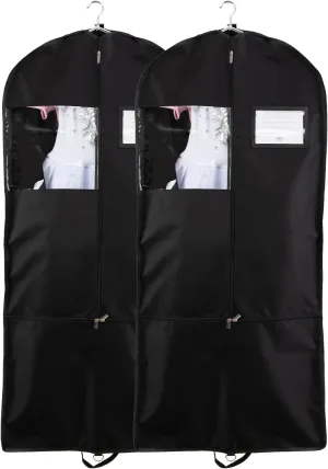 52-Inch Garment Bag for Travel & Storage Suit and Dress Carrier with 2 Pockets and Carry Handles Garment Covers Bags Perfect for Business Trips, Vacations, and Wedding (Black-2 Packs)