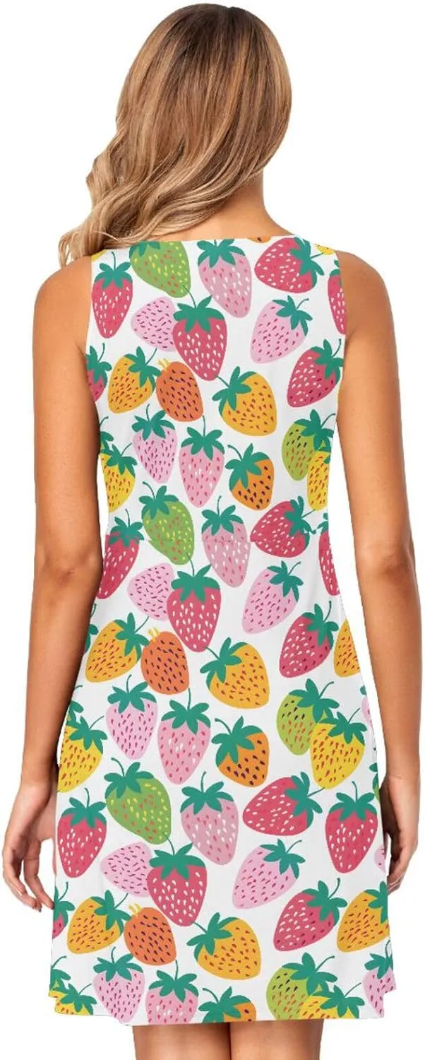 ALAZA Cute Bee Women's Summer Dress Sun Dress Sleeveless with Pockets