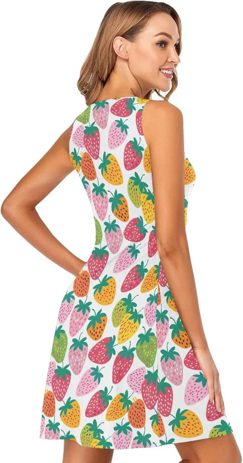 ALAZA Cute Bee Women's Summer Dress Sun Dress Sleeveless with Pockets