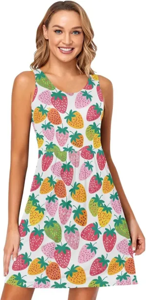 ALAZA Cute Bee Women's Summer Dress Sun Dress Sleeveless with Pockets