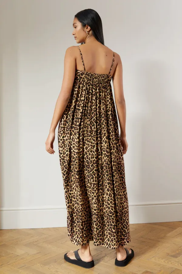 Animal Print Strappy Midi Dress