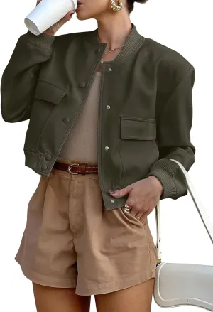 ANRABESS Womens Bomber Jacket Button Cropped Casual Varsity Jackets Shackets Fall Trendy Fashion Travel Outfits with Pockets