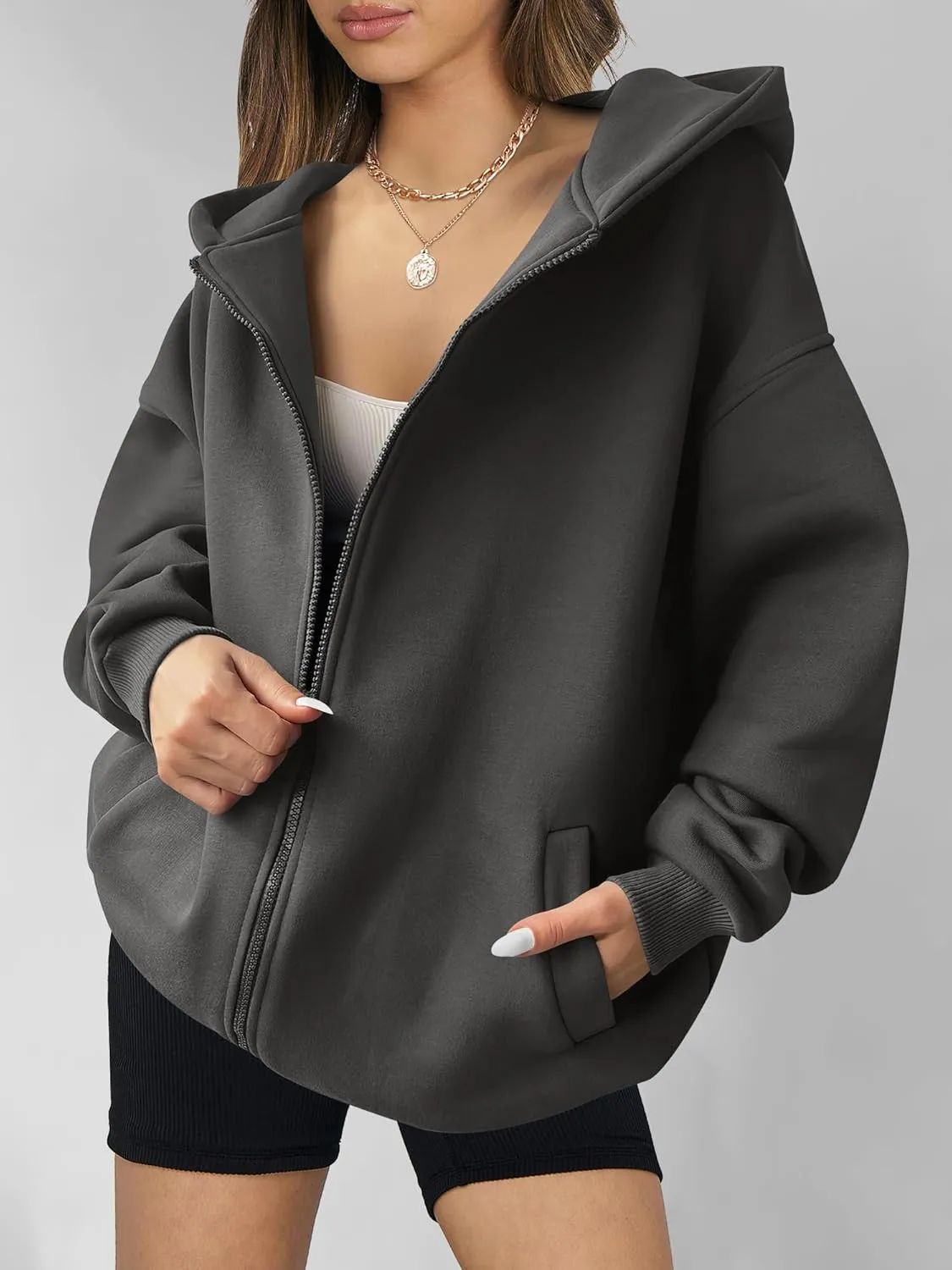 ANRABESS Womens Zip Up Hoodies Oversized Sweatshirt Long Sleeve Fleece Jackets Coat Workout Y2K Outfits 2025 Fall Trendy