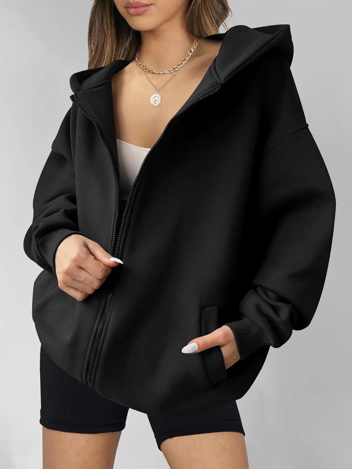 ANRABESS Womens Zip Up Hoodies Oversized Sweatshirt Long Sleeve Fleece Jackets Coat Workout Y2K Outfits 2025 Fall Trendy