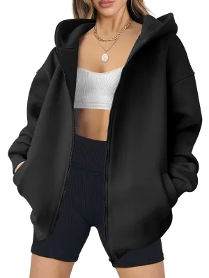 ANRABESS Womens Zip Up Hoodies Oversized Sweatshirt Long Sleeve Fleece Jackets Coat Workout Y2K Outfits 2025 Fall Trendy