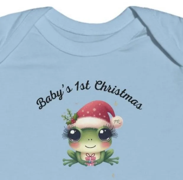 Baby's 1st Christmas Coqui/Frog Infant Fine Jersey Bodysuit-Puerto Rico Flag.