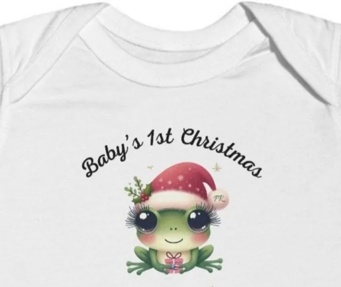 Baby's 1st Christmas Coqui/Frog Infant Fine Jersey Bodysuit-Puerto Rico Flag.