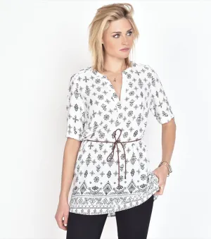 Belted Printed Tunic EMBROIDERY PRINT