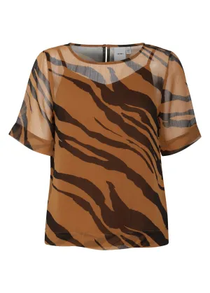 Bikka Animal Print Short Sleeve Blouse - Thrunsh