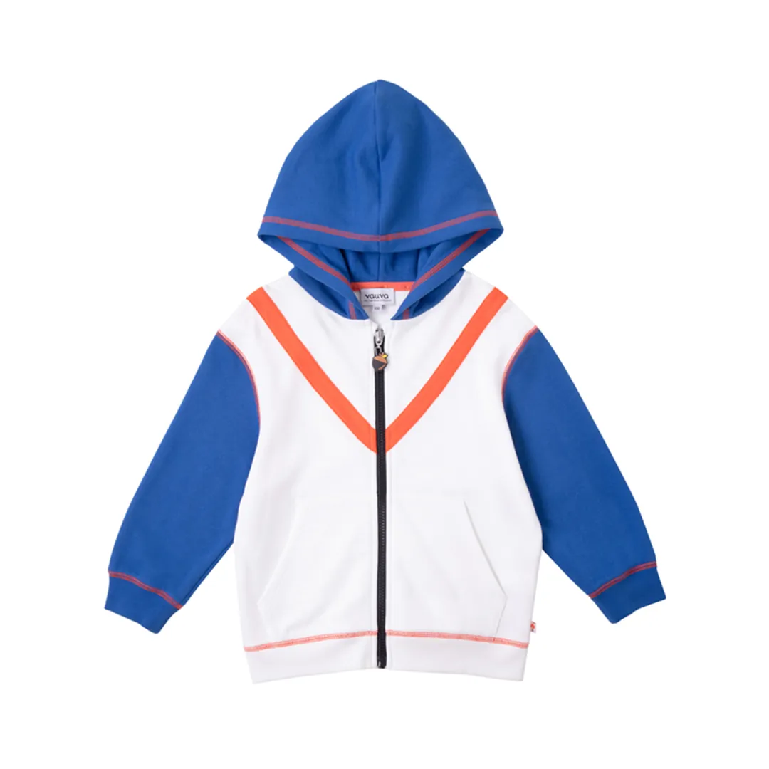 Boys White and Blue Basic Jacket