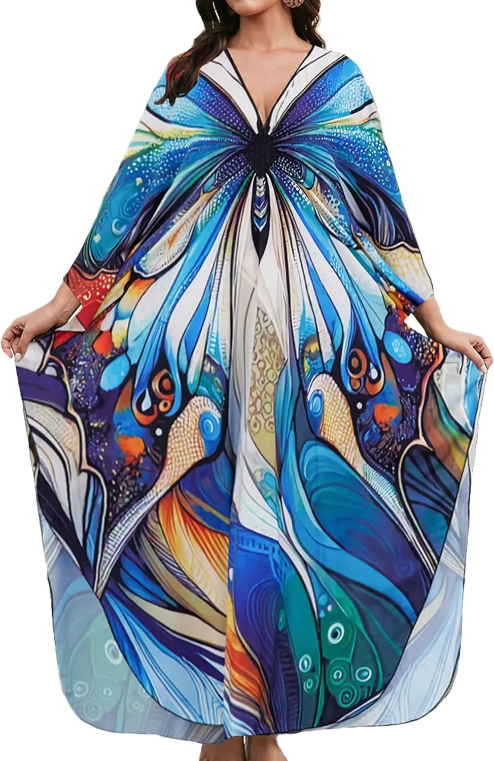 Bsubseach Kaftan Dresses for Women Long Beach Cover Ups Plus Size Swimsuit Coverup Caftan Loungewear