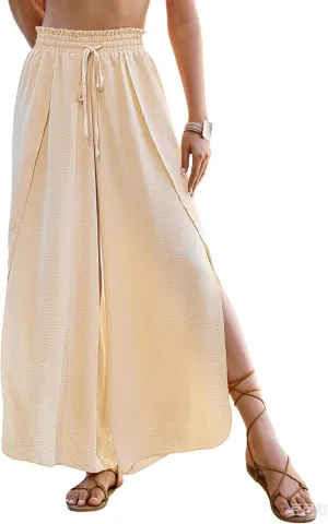 Bsubseach Swim Beach Cover Up Pants for Women Flowy Pant Wide Leg Bathing Suit Coverup Swimsuit Palazzo with Slits