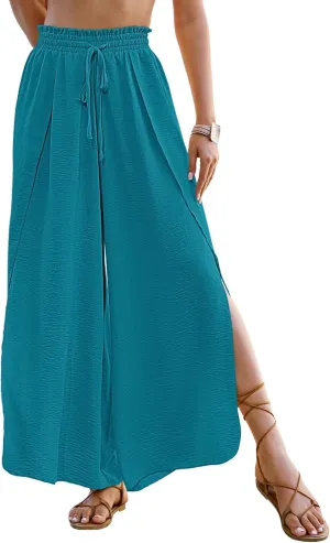 Bsubseach Swim Beach Cover Up Pants for Women Flowy Pant Wide Leg Bathing Suit Coverup Swimsuit Palazzo with Slits