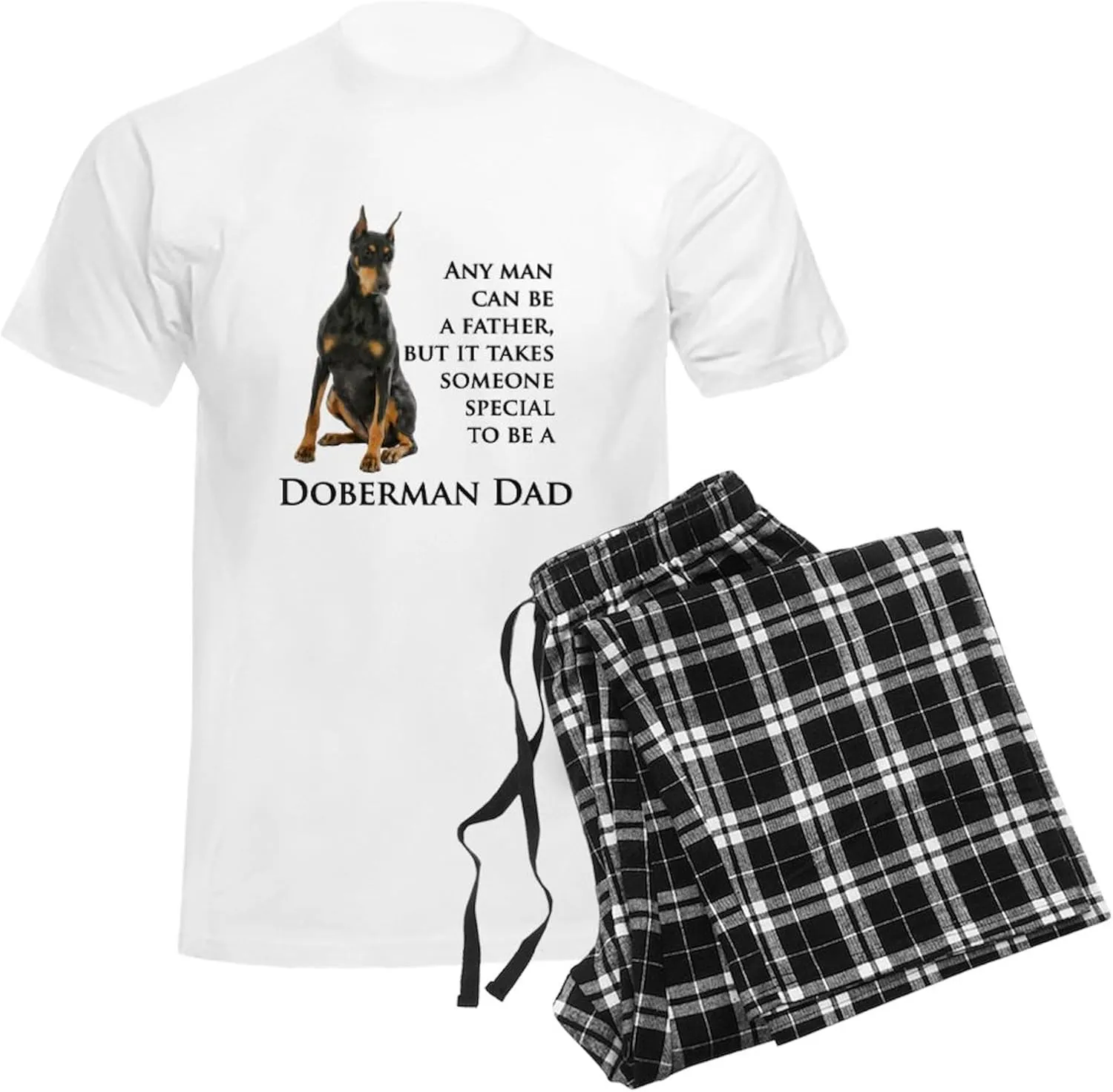 CafePress Doberman Dad Pajamas Men's Novelty Light Pajama Set, Comfortable PJ Sleepwear