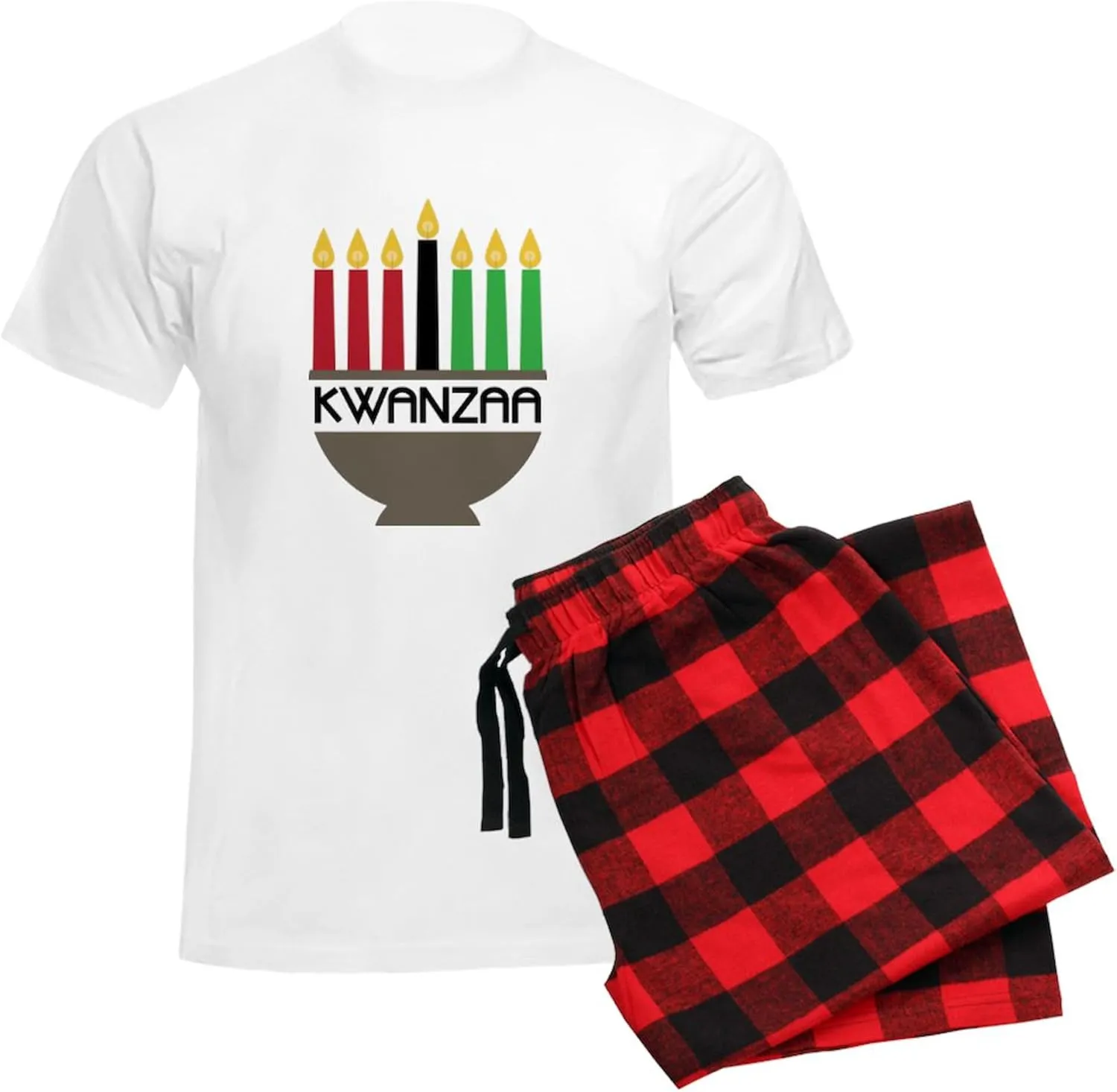 CafePress Kwanzaa Pajamas Men's Novelty Light Pajama Set, Comfortable PJ Sleepwear