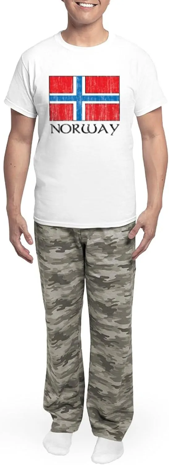 CafePress Norway Flag Men's Light Pajamas Men's Novelty Light Pajama Set, Comfortable PJ Sleepwear