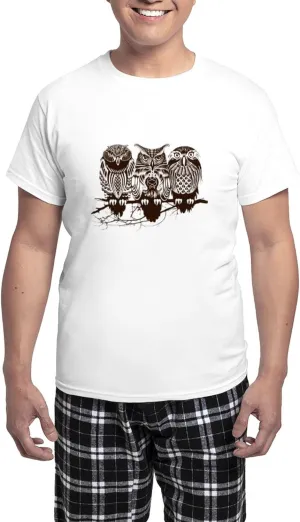 CafePress Three Owls Pajamas Men's Novelty Light Pajama Set, Comfortable PJ Sleepwear