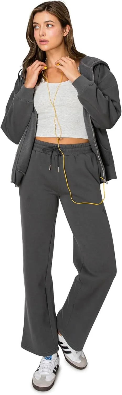 Cali1850 Women's Cloud Nine Fleece Zip Hoodie  Full Zip, Relaxed Boyfriend Fit, Double-Layer Hood, Ribbed Cuffs and Hem