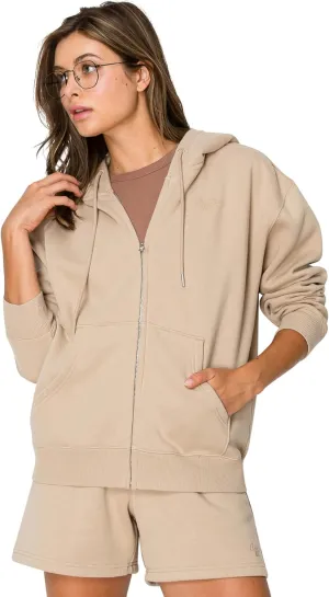 Cali1850 Women's Cloud Nine Fleece Zip Hoodie  Full Zip, Relaxed Boyfriend Fit, Double-Layer Hood, Ribbed Cuffs and Hem