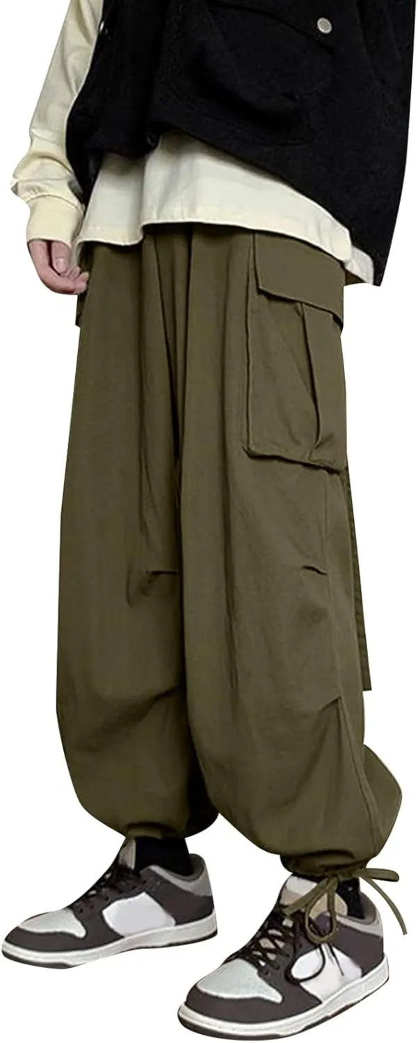 Cargo Pants for Men Relaxed Fit Mens Heavyweight Fleece Jogger Pants Drawstring Stretch Elastic Waist Outdoor Trouser
