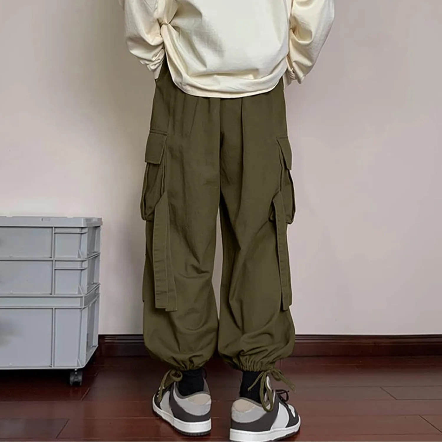 Cargo Pants for Men Relaxed Fit Mens Heavyweight Fleece Jogger Pants Drawstring Stretch Elastic Waist Outdoor Trouser