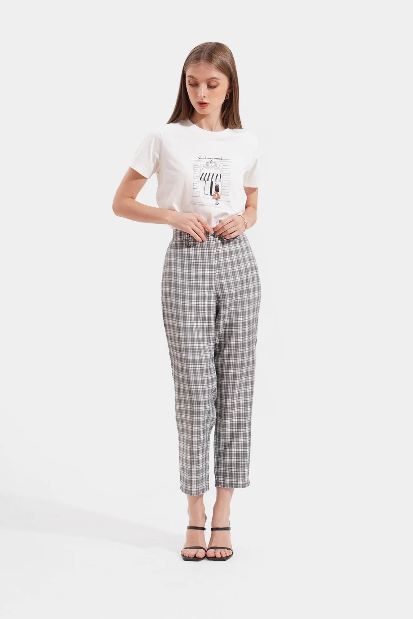 Checkered Ankle Length Cozy Pants