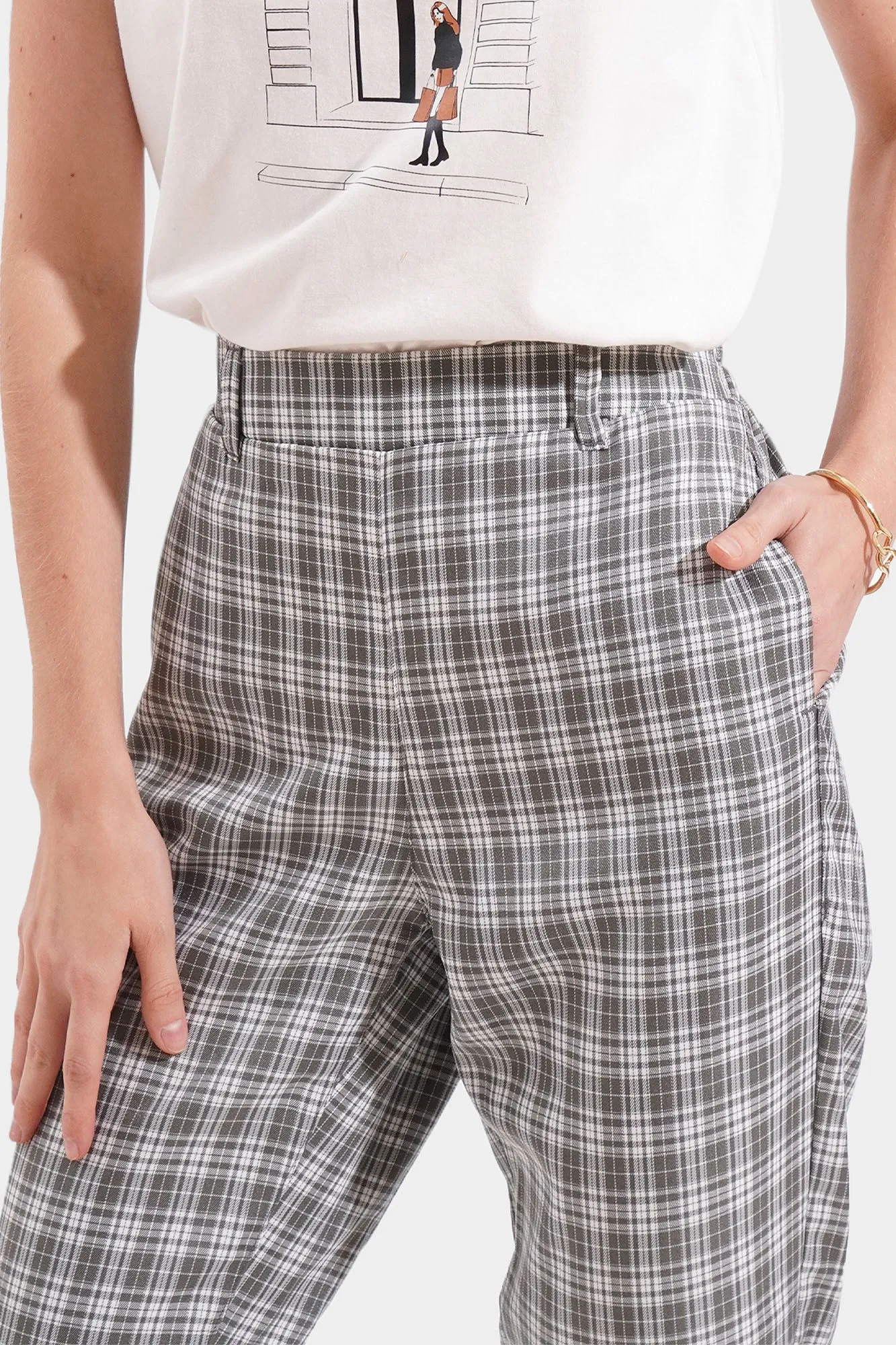 Checkered Ankle Length Cozy Pants