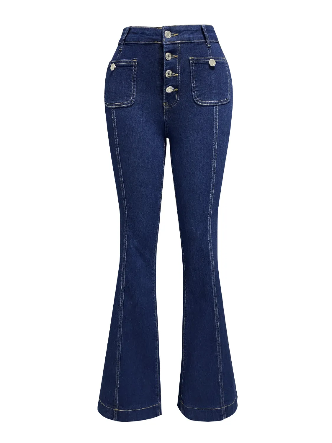 Chic Button Fly High Waist Flare Jeans - Trendy & Comfortable