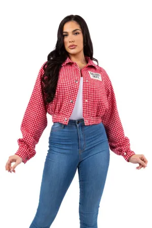 Chic Cropped Snap-Front Jacket – Bold & Trendy Layering Piece