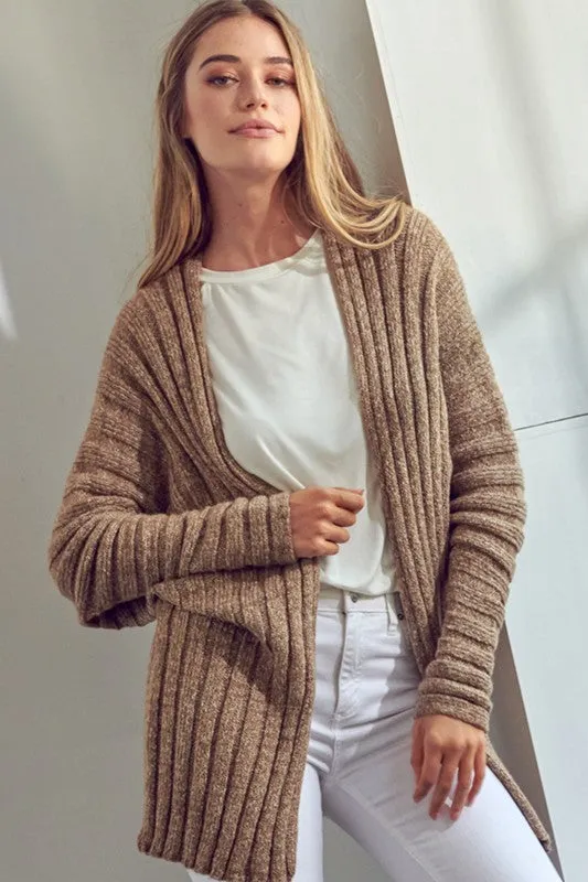 CHUNKY SWEATER KNIT CARDIGAN | Solid Acrylic Cardigan With Long Sleeves