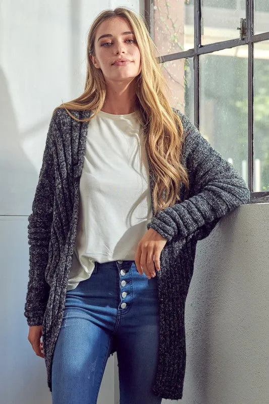 CHUNKY SWEATER KNIT CARDIGAN | Solid Acrylic Cardigan With Long Sleeves