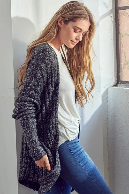 CHUNKY SWEATER KNIT CARDIGAN | Solid Acrylic Cardigan With Long Sleeves