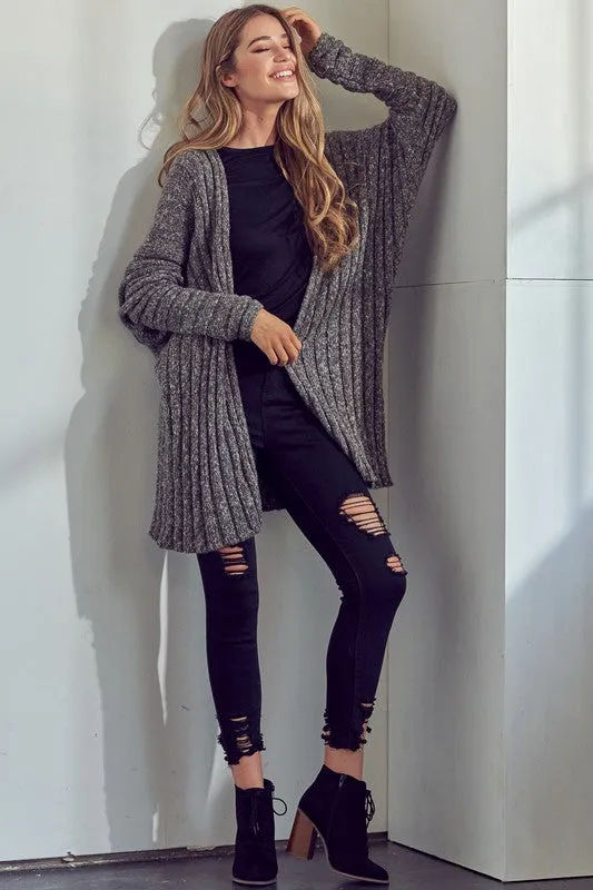 CHUNKY SWEATER KNIT CARDIGAN | Solid Acrylic Cardigan With Long Sleeves