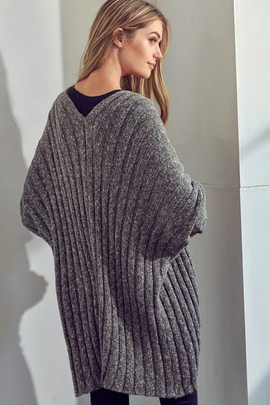 CHUNKY SWEATER KNIT CARDIGAN | Solid Acrylic Cardigan With Long Sleeves