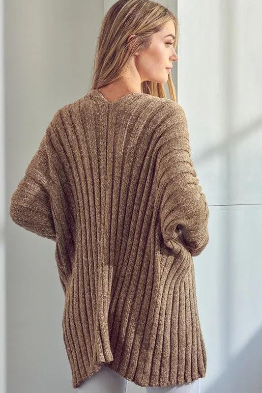 CHUNKY SWEATER KNIT CARDIGAN | Solid Acrylic Cardigan With Long Sleeves