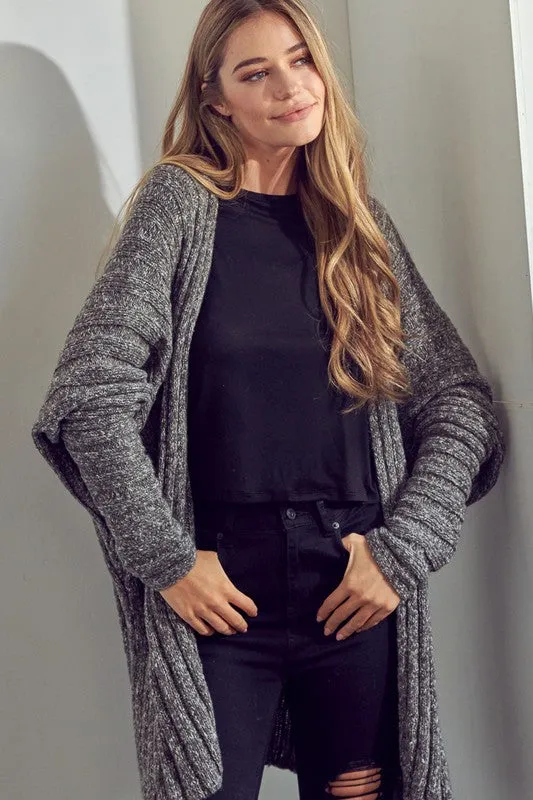 CHUNKY SWEATER KNIT CARDIGAN | Solid Acrylic Cardigan With Long Sleeves