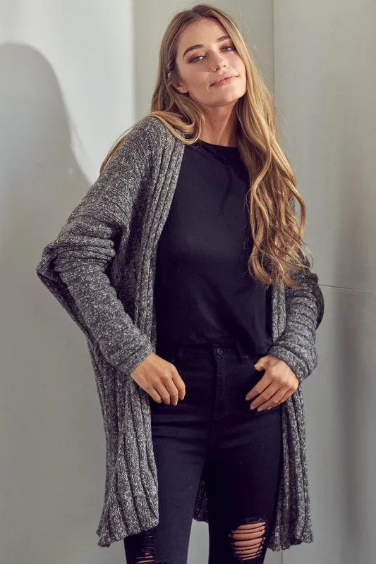 CHUNKY SWEATER KNIT CARDIGAN | Solid Acrylic Cardigan With Long Sleeves