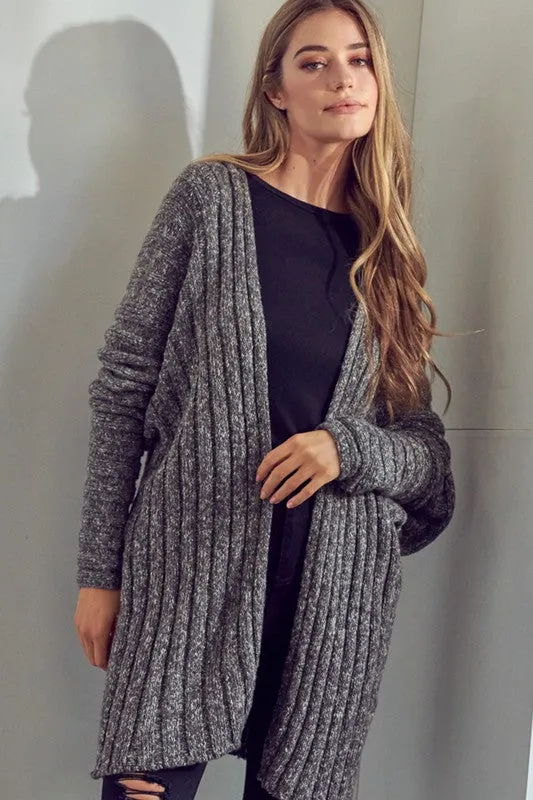 CHUNKY SWEATER KNIT CARDIGAN | Solid Acrylic Cardigan With Long Sleeves