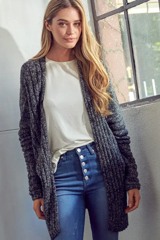 CHUNKY SWEATER KNIT CARDIGAN | Solid Acrylic Cardigan With Long Sleeves