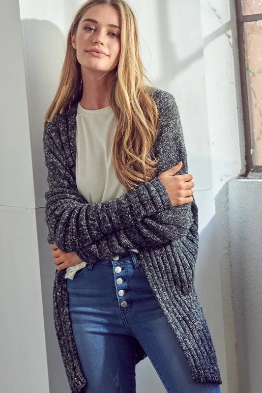 CHUNKY SWEATER KNIT CARDIGAN | Solid Acrylic Cardigan With Long Sleeves