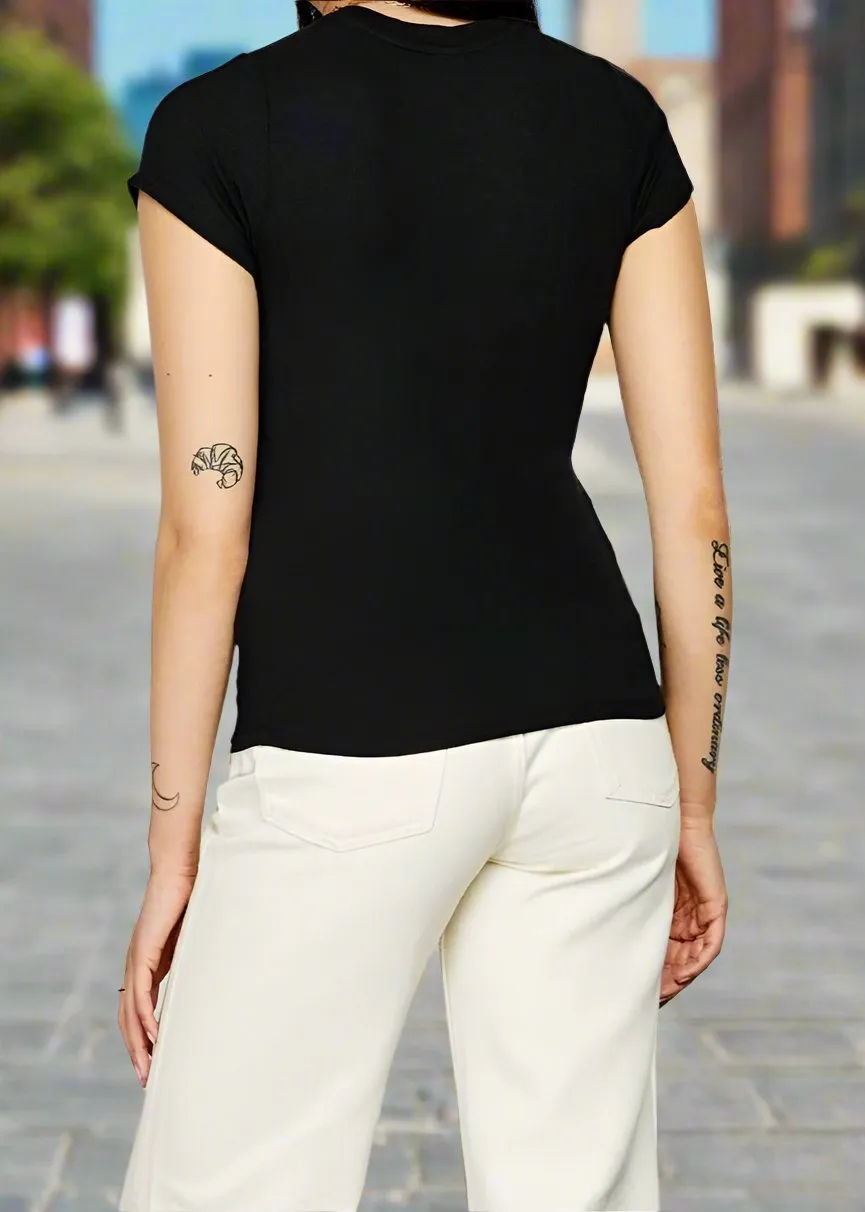 CLARA BLACK RIBBED TOP