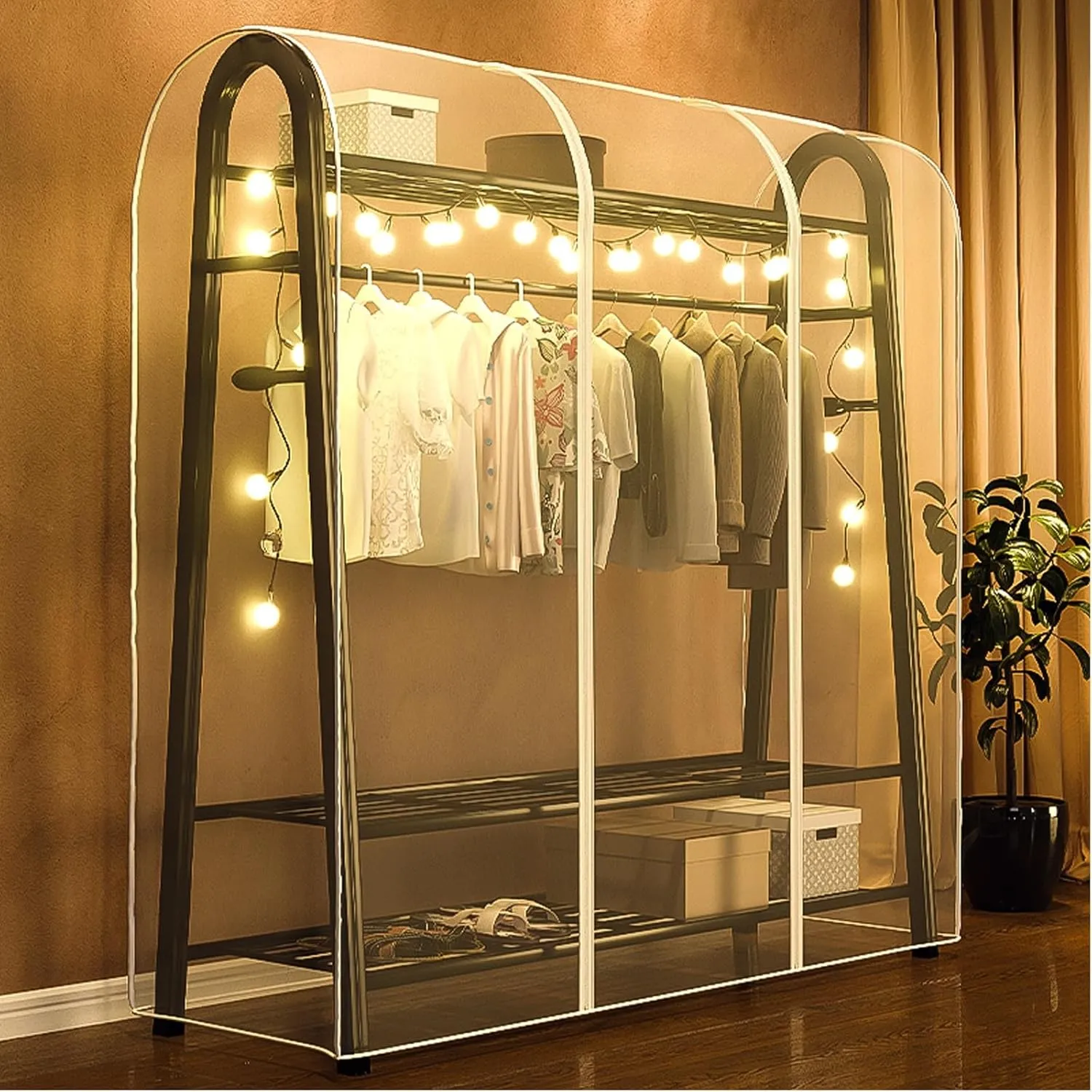 Clear Garment Bags for Hanging Clothes, Dust-Proof Garment Rack Cover, Washable Suit Bag for Suit Coats Shirts(90x50x150cm)