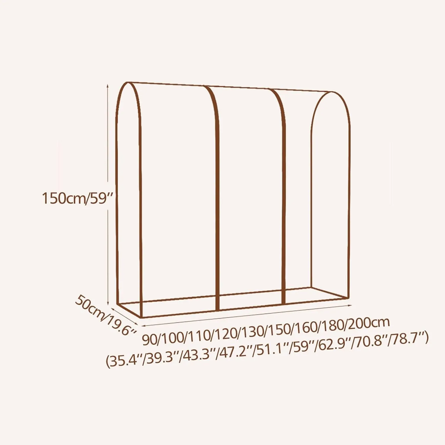 Clear Garment Bags for Hanging Clothes, Dust-Proof Garment Rack Cover, Washable Suit Bag for Suit Coats Shirts(90x50x150cm)