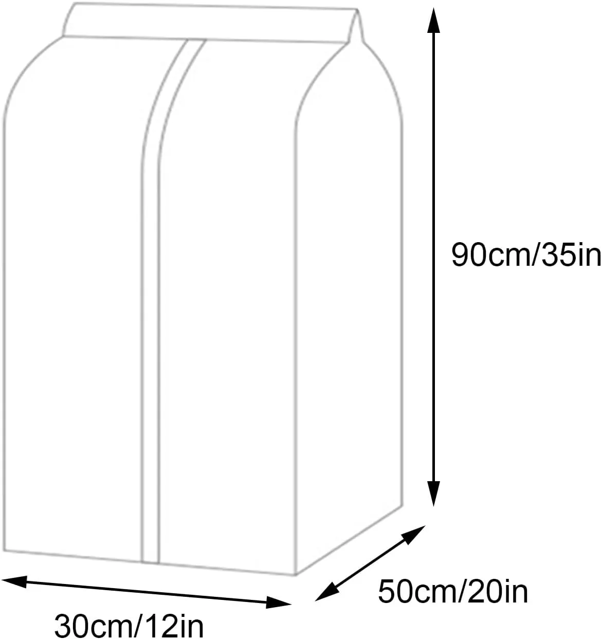 Clothes Cover for Hanging, Garment Bag, PEVA Material with Metal Zipper, Suitable for Coats, Jackets, Shirts(30x50x90cm x20x35in)