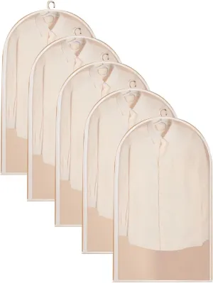 Clothes Cover for Hangings, Hanging Garment Bag, Side Zipper Design, Thickened Translucent PEVA for Hanging Skirts, Coats, Shirts(5 Packs)(60x140cm x55in)